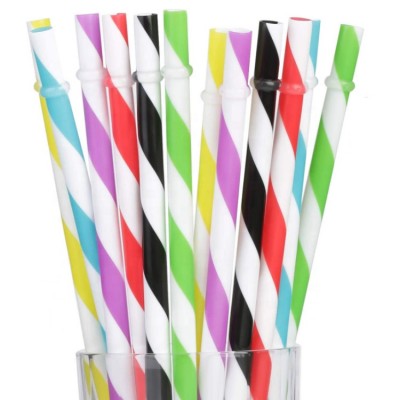 Wide Stripe Plastic Reusable Straw , Mason Jars Tumblers Drinking Stirrering Thick Hard Plastic Cup Straw  Amazon Straws