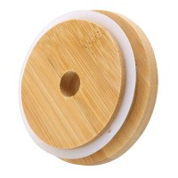 Bamboo Mason Jar Lid with Straw Hole, Bamboo Straw Lid ( Regular Mouth )