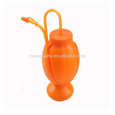 Novelty Rugby Shape Plastic Cup With Straw for promotion 41010