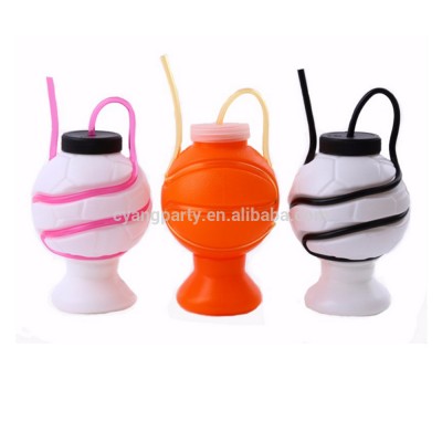 Novelty Plastic Football Basketball Straw Cup for promotion 41008