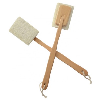 Natural Exfoliating Loufa Loofah Back Sponge Scrubber Brush with Long Wooden Handle Stick, Loofah Bath Brush