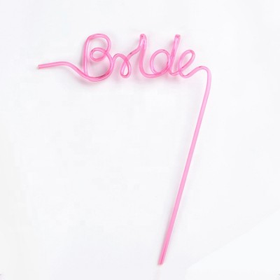 Custom Shaped English Letter Bride Straw Bachelorette Straws for Bride to Be Bachelorette Party Supplies